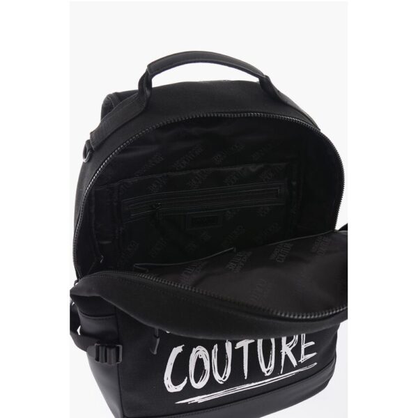 Versace JEANS COUTURE Canvas Backpack with Printed Contrasting Logo - Image 5