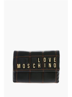 Moschino LOVE Faux Leather Clutch With Embossed and Golden Logo