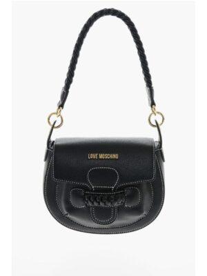 Moschino LOVE Faux Leather Saddle Bag with Braided Details