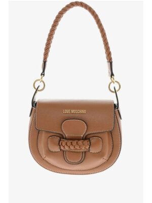 Moschino LOVE Faux Leather Saddle Bag with Braided Details
