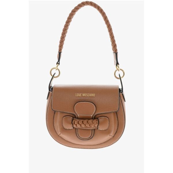 Moschino LOVE Faux Leather Saddle Bag with Braided Details