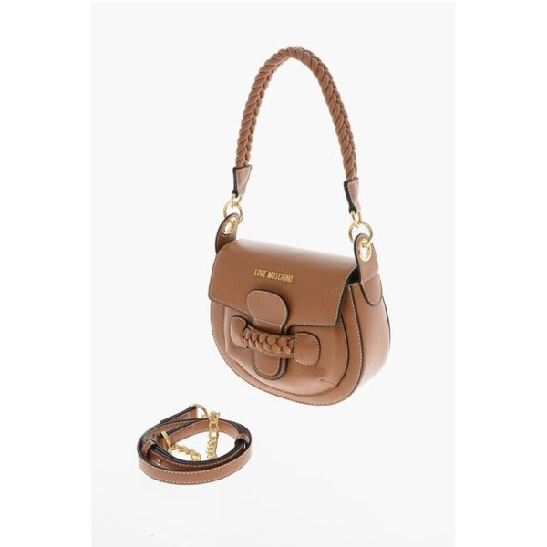 Moschino LOVE Faux Leather Saddle Bag with Braided Details - Image 3