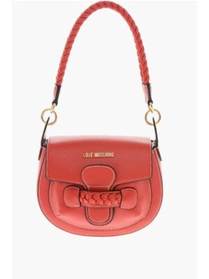 Moschino LOVE Faux Leather Saddle Bag with Braided Details