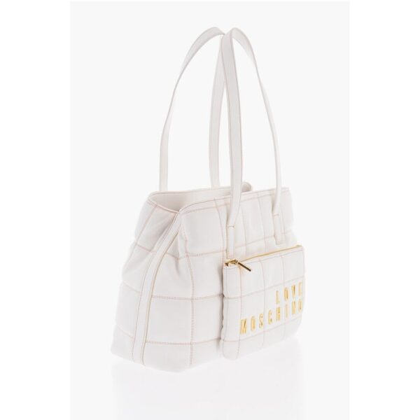 Moschino LOVE Quilted Faux Leather Shoulder Bag with Golden Logo - Image 2