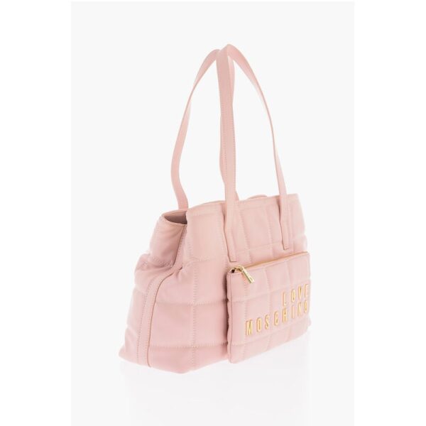 Moschino LOVE Quilted Faux Leather Shoulder Bag with Golden Logo - Image 2