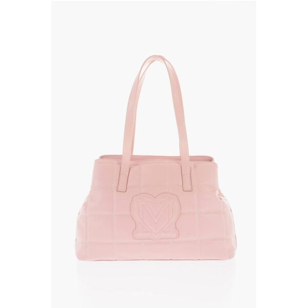 Moschino LOVE Quilted Faux Leather Shoulder Bag with Golden Logo - Image 3