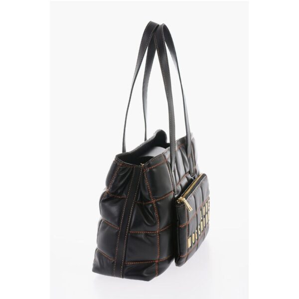 Moschino LOVE Quilted Faux Leather Shoulder Bag with Golden Logo - Image 2