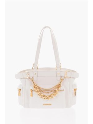 Moschino LOVE Faux Leather Shoulder Bag with Removable Golden Charm