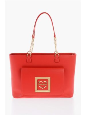 Moschino LOVE Faux Leather Tote Bag with Golden Details