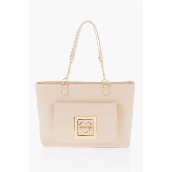 Moschino LOVE Faux Leather Tote Bag with Golden Details