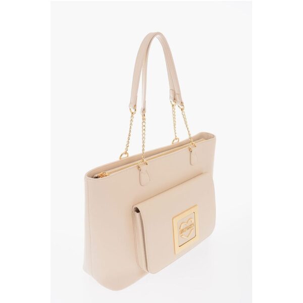 Moschino LOVE Faux Leather Tote Bag with Golden Details - Image 3