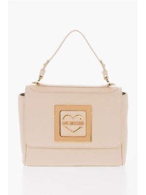 Moschino LOVE Faux Leather Shoulder Bag with Metal Golden Logo