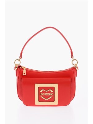 Moschino LOVE Faux Leather Bag with Removable Shoulder Strap and Meta