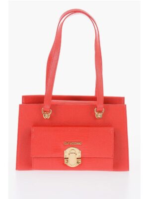 Moschino LOVE Faux Leather Shoulder Bag with Golden Details