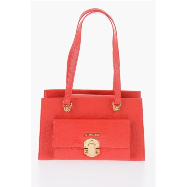Moschino LOVE Faux Leather Shoulder Bag with Golden Details