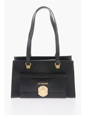 Moschino LOVE Faux Leather Shoulder Bag with Golden Details
