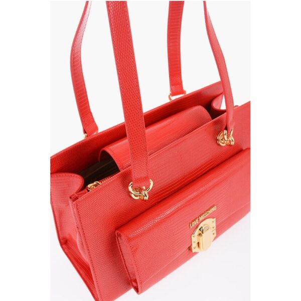 Moschino LOVE Faux Leather Shoulder Bag with Golden Details - Image 4