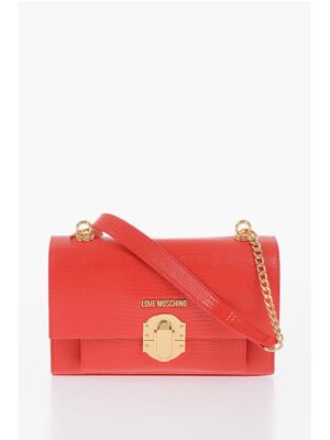 Moschino LOVE Faux Leather Shoulder Bag with Metal Magnetic Closure