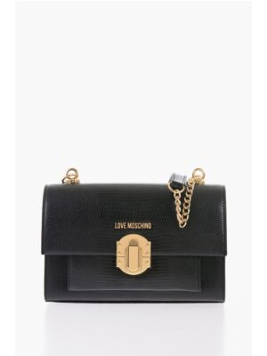 Moschino LOVE Faux Leather Shoulder Bag with Metal Magnetic Closure