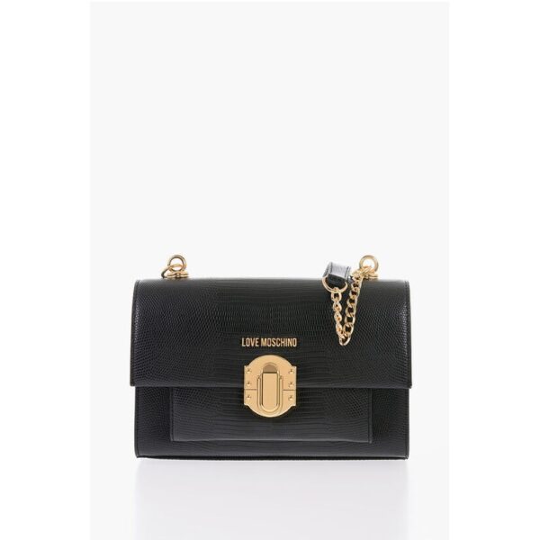 Moschino LOVE Faux Leather Shoulder Bag with Metal Magnetic Closure