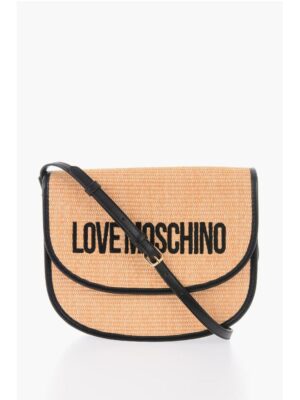 Moschino LOVE Rafia Saddle Bag with Contrasting Details