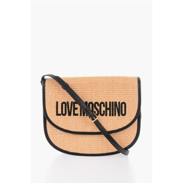 Moschino LOVE Rafia Saddle Bag with Contrasting Details