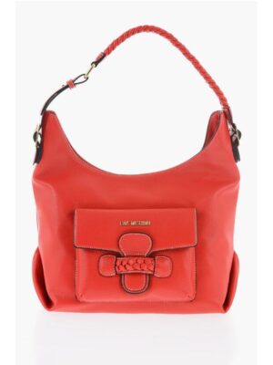 Moschino LOVE Faux Leather Shoulder Bag with Braided Handle