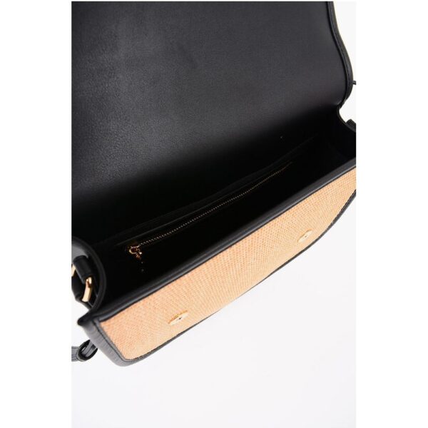 Moschino LOVE Rafia Saddle Bag with Contrasting Details - Image 4