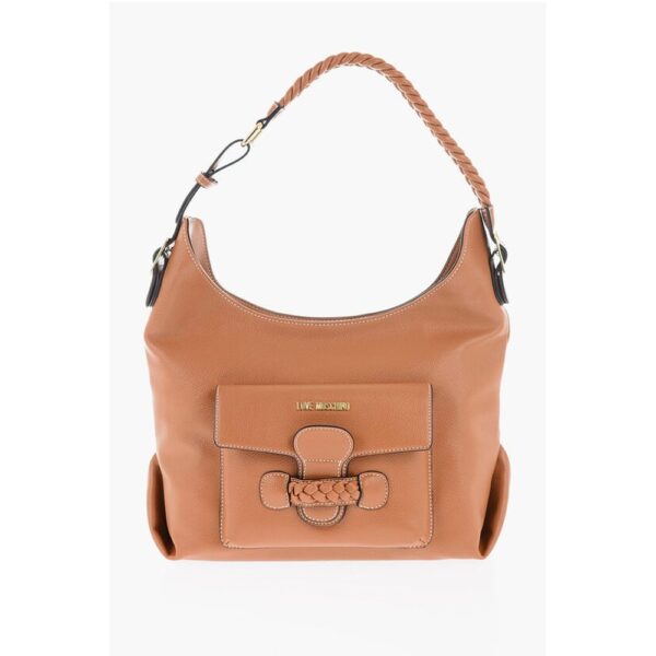Moschino LOVE Faux Leather Shoulder Bag with Braided Handle