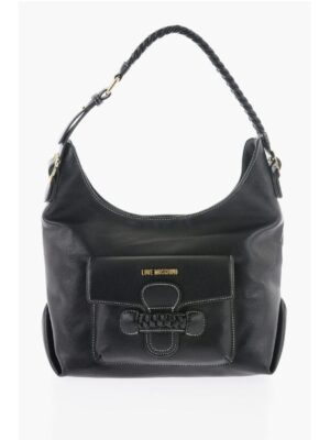 Moschino LOVE Faux Leather Shoulder Bag with Braided Handle