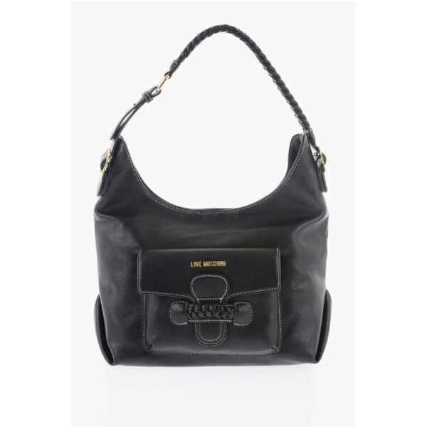 Moschino LOVE Faux Leather Shoulder Bag with Braided Handle