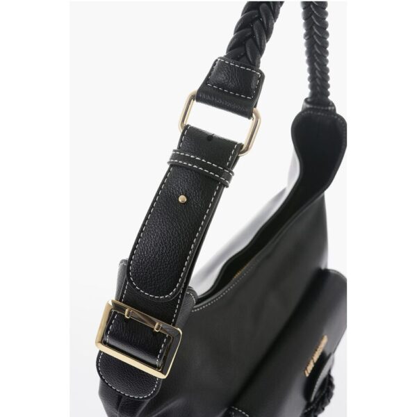 Moschino LOVE Faux Leather Shoulder Bag with Braided Handle - Image 4