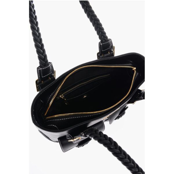 Moschino LOVE Faux Leather Shoulder Bag with Braided Handle - Image 4