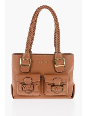 Moschino LOVE Faux Leather Shoulder Bag with Braided Handle
