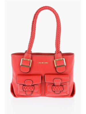 Moschino LOVE Faux Leather Shoulder Bag with Braided Handle