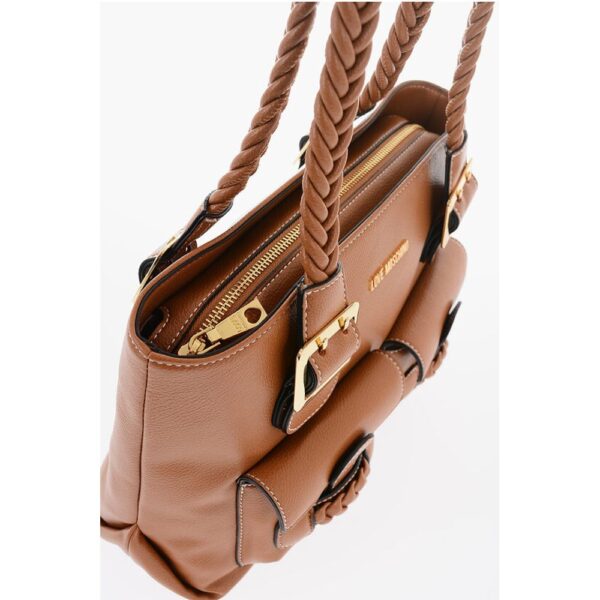 Moschino LOVE Faux Leather Shoulder Bag with Braided Handle - Image 3