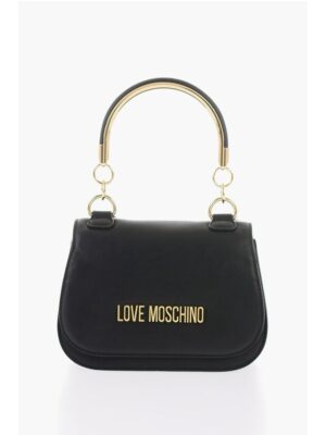 Moschino LOVE Faux Leather Handbag with Metal Golden Logo
