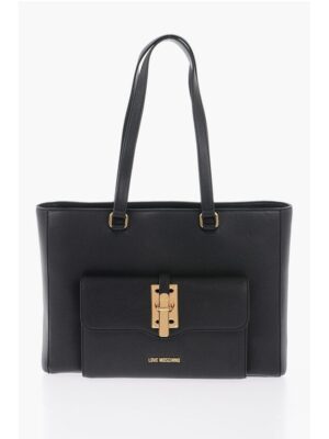 Moschino LOVE Faux Leather Tote Bag with Golden Details
