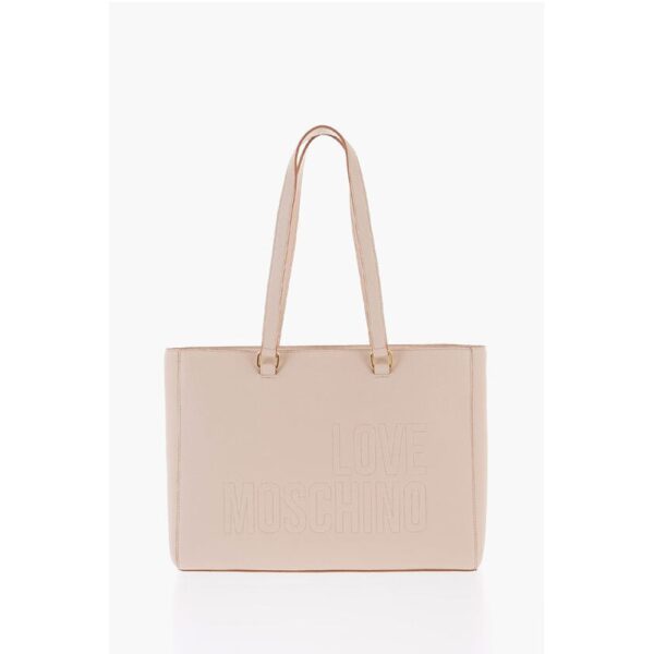 Moschino LOVE Faux Leather Tote Bag with Golden Details - Image 3