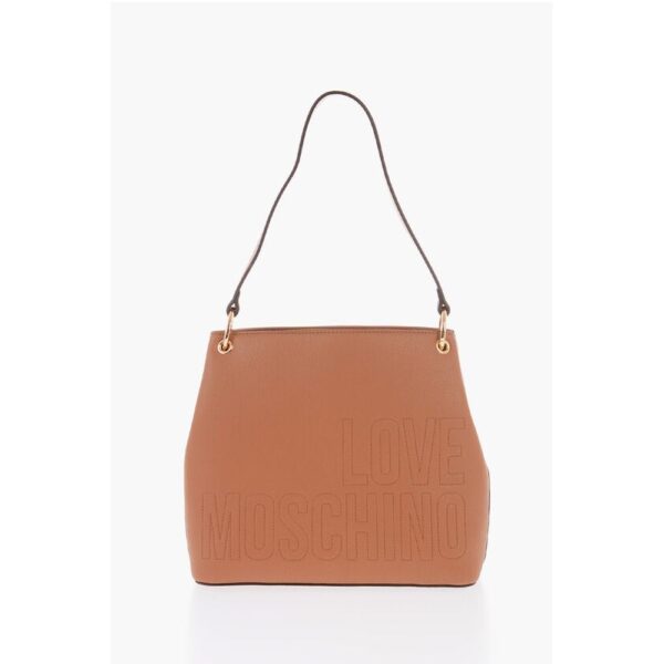 Moschino LOVE Faux Leather Shoulder Bag with Golden Details - Image 3