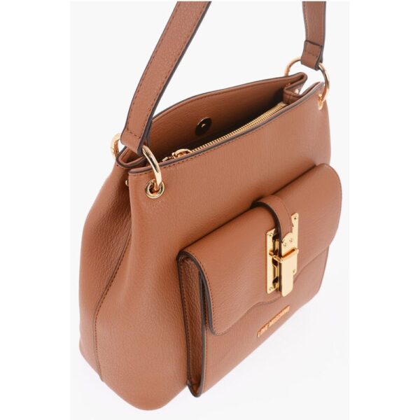 Moschino LOVE Faux Leather Shoulder Bag with Golden Details - Image 4