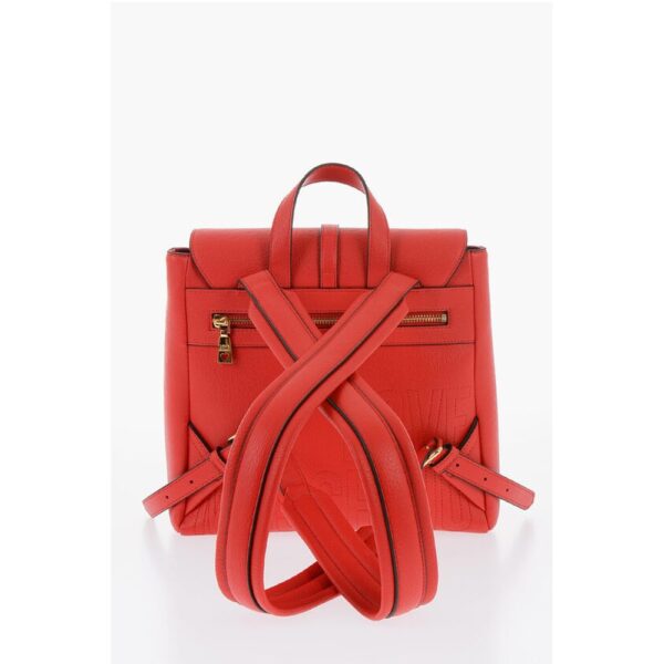 Moschino LOVE Solid Color Faux Leather Backpack with Golden Logo - Image 2