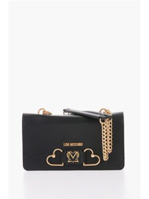 Moschino LOVE Leather Bag with Double Gold Heart Decoration
