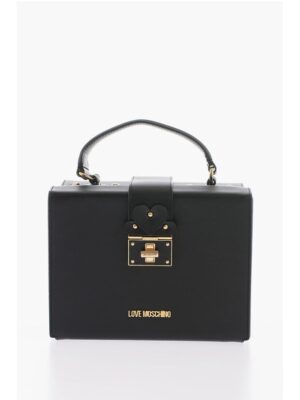 Moschino LOVE Leather Briefcase Bag with Turn Lock Closure