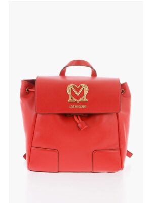Moschino LOVE Faux Leather Backpack with Golden Logo
