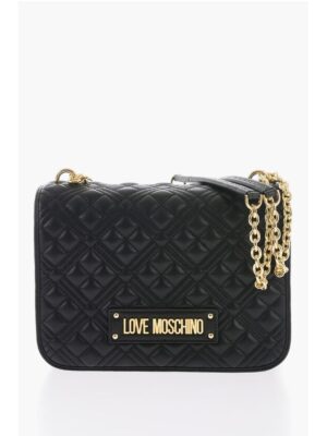 Moschino LOVE Quilted Faux Leather Bag with Chain Shoulder Strap
