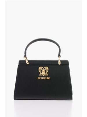 Moschino LOVE Solid Color Handbag with Removable Faux Fur Handle