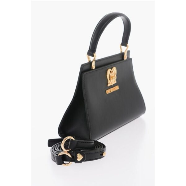 Moschino LOVE Solid Color Handbag with Removable Faux Fur Handle - Image 3