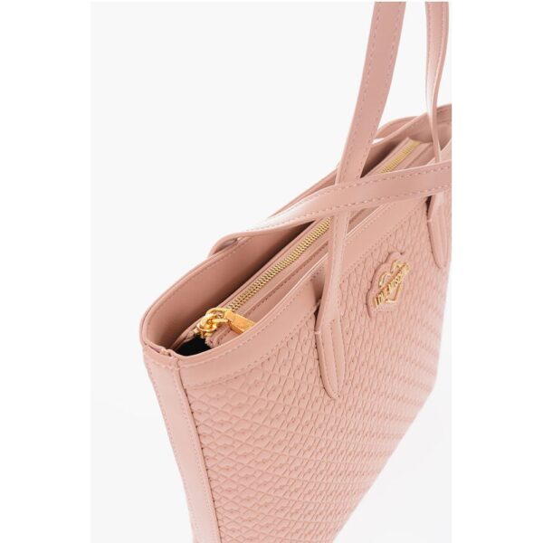 Moschino LOVE Faux Leather VALENTINA Tote Bag with All-Over Hearts - Image 3