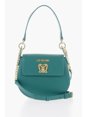 Moschino LOVE Faux Leather Saddle Bag with Turn Lock Closure